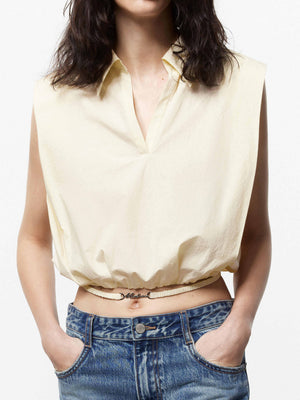 Crop top with sleeveless design and V-neck
